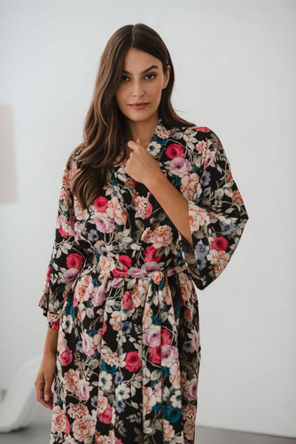 Szlafrok bambusowy z lnem Garden Milk&Love 