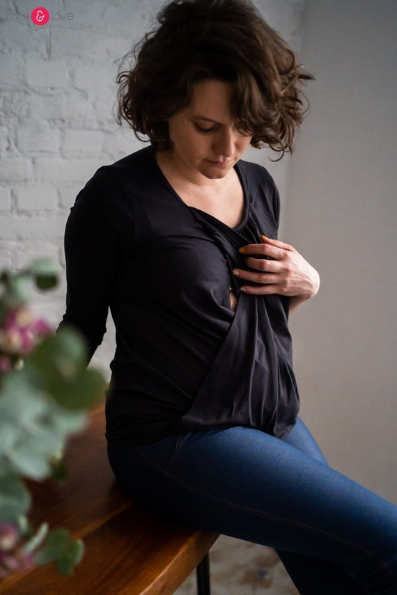 Bluzka ciążowa i do karmienia z rękawem 7/8 Kangaroo Milk&Love rose brown