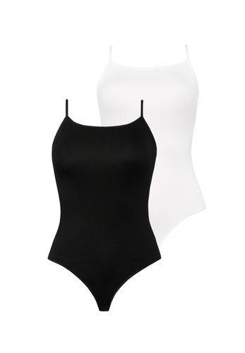 Body damskie na ramiączkach 2401-2 2 pack Teyli czarny-biały