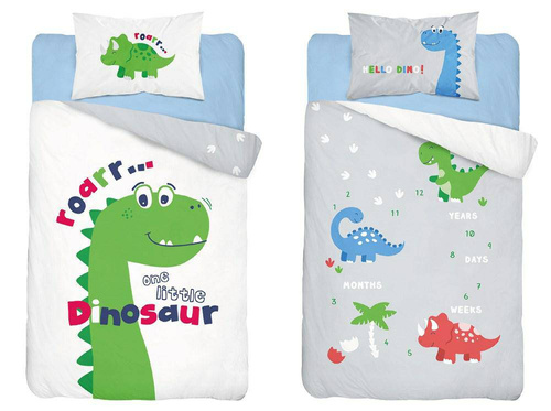 Pościel bawełniana do łóżeczka 3953 B Mayamoo 105 dinozaur Detexpol zielony
