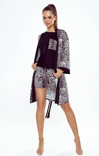 Piżama damska Silvana Eldar czarny-panterka	