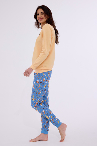 Piżama damska 467/373 Owls Cornette pomarańczowy 