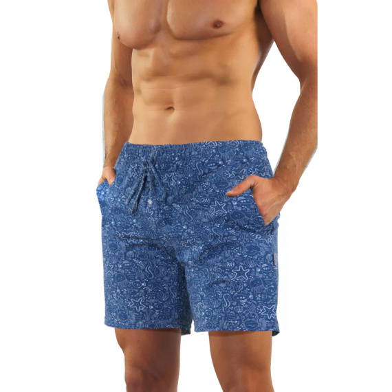 Bawełniana piżama męska, krótki rękaw i spodenki 2693/01 Sesto Senso - jasny melanż-jeans