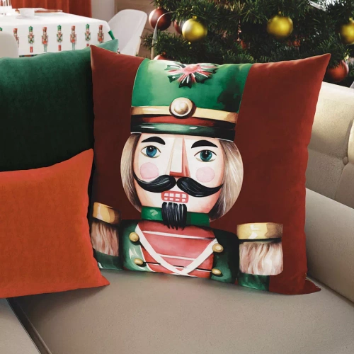 Poszewka świąteczna Dziadki do orzechów Markizeta czerwony 