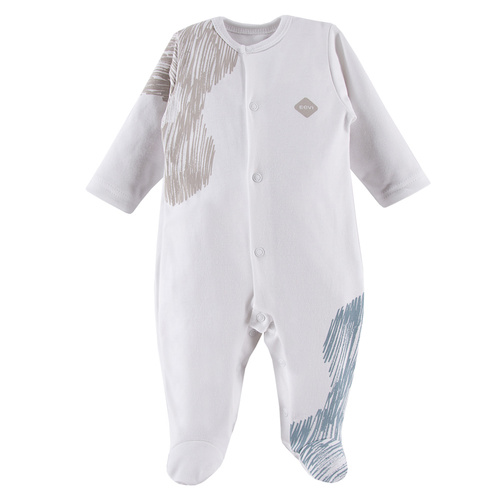 Pajac niemowlęcy ze stópkami Pacific Eevi - biały druk