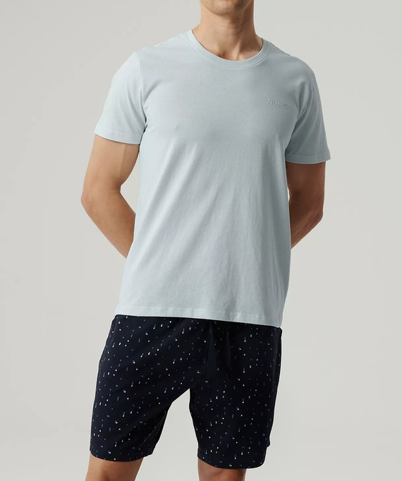 Piżama męska krótki rękaw,NMP-385  Atlantic- jasny niebieski