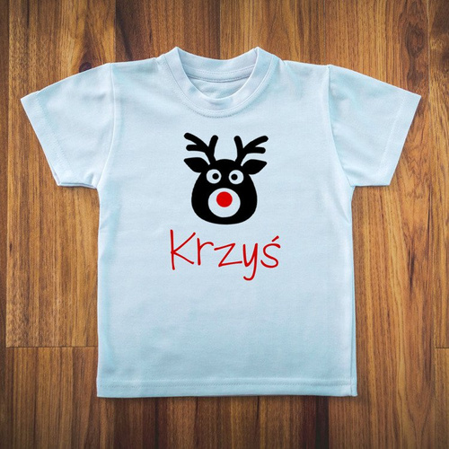 Koszulka dziecięca krótki rękaw "Reniferem z imieniem" Moocha czarny