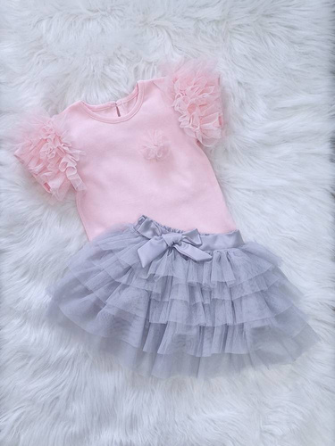 Bluzka dziecięca Inez krótki rękaw Bambarillo pudrowy róż 