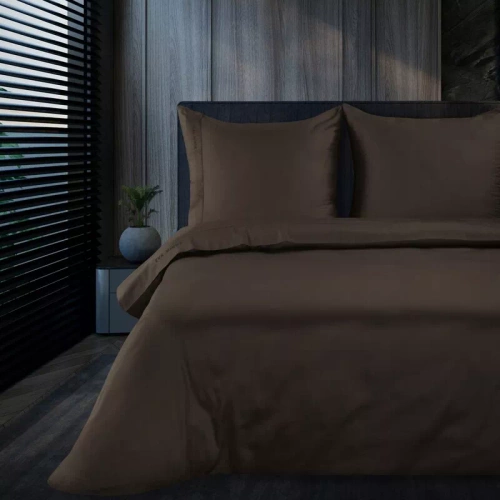Jednobarwna pościel bawełniana Elegant 1G Eva Minge brązowy | Satynowa miękkość w Twojej sypialni