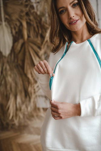 Bluza ciążowa i do karmienia  Mother Earth Milk&Love śmietankowy-turkusowy