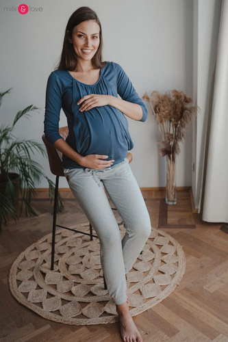 Dresowe spodnie ciążowe Milk&Love jasny szary melanż