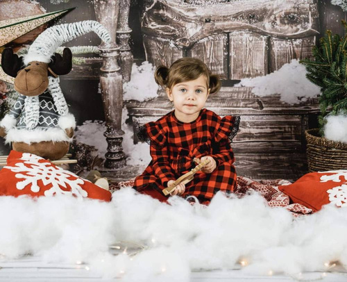 163556 Magia Świąt Sukienko-body + opaska Nicol - kratka: czarny, czerwony