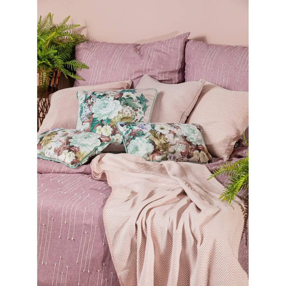 Pościel z bawełny z ozdobnymi przeszyciami Avinion 8 Eurofirany wrzosowy