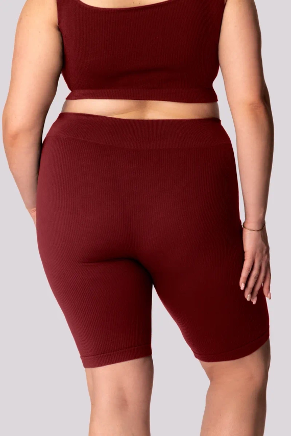 Spodenki bikery damskie prążek Ribbed Mona burgund 