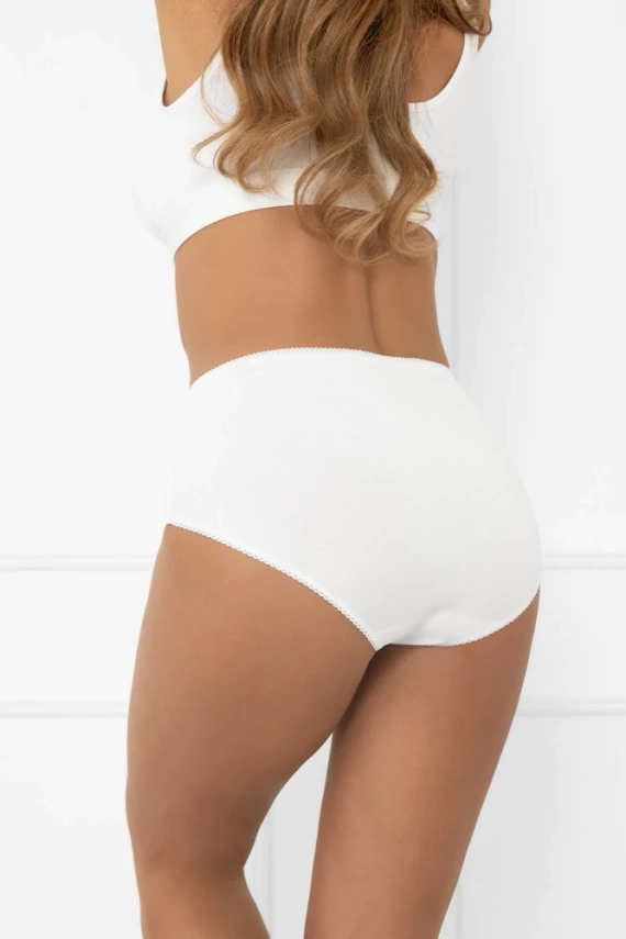 Libra maxi – figi damskie bawełniane z koronką Italian Fashion - biały