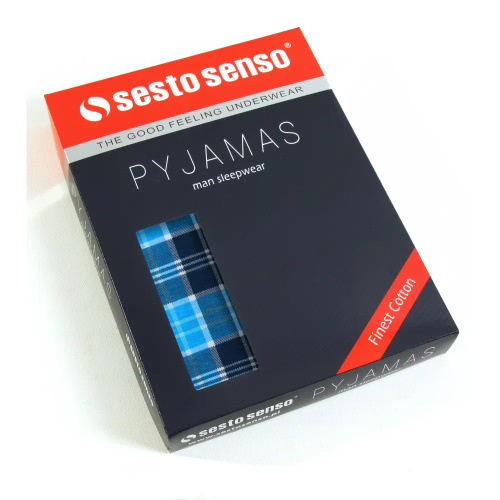 Bawełniana piżama męska, rozpinana 2629/13 Sesto Senso - granatowy 