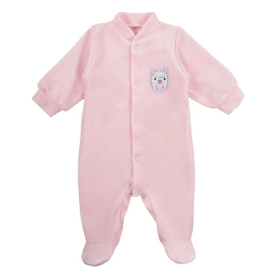 Pajac welurowy z naszywką "Baby Love" Ewa Klucze -szary