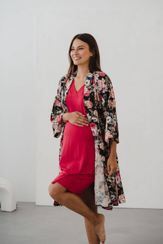 Szlafrok bambusowy z lnem Garden Milk&Love 