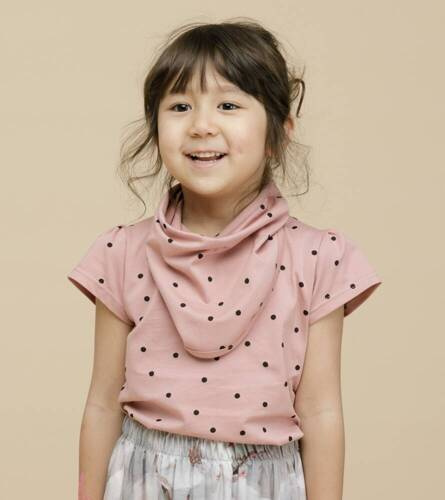 Chustka dla dziewczynki Tres Bien Pinokio - róż groszki