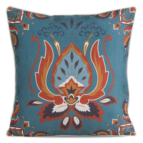 Poszewka dekoracyjna Len 11 z nadrukiem Eurofirany turkusowy