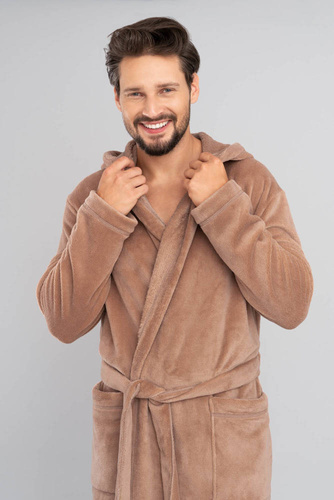 Szlafrok męski z kapturem Mimas Italian Fashion- granat