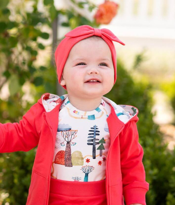 Opaska dla dziewczynki z bawełny organicznej Kolorowy Las Nini malinowy