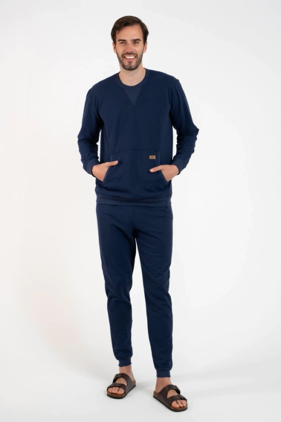 Komplet Męski długi rękaw, długie spodnie Fox Italian Fashion - granat