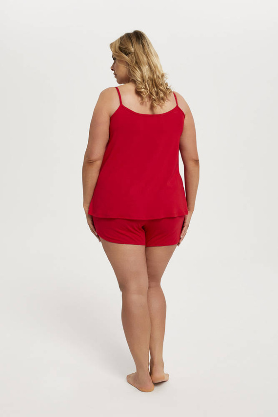 Piżama Damska wąskie ramiączko, spodenki Song Italian Fashion - czerwony