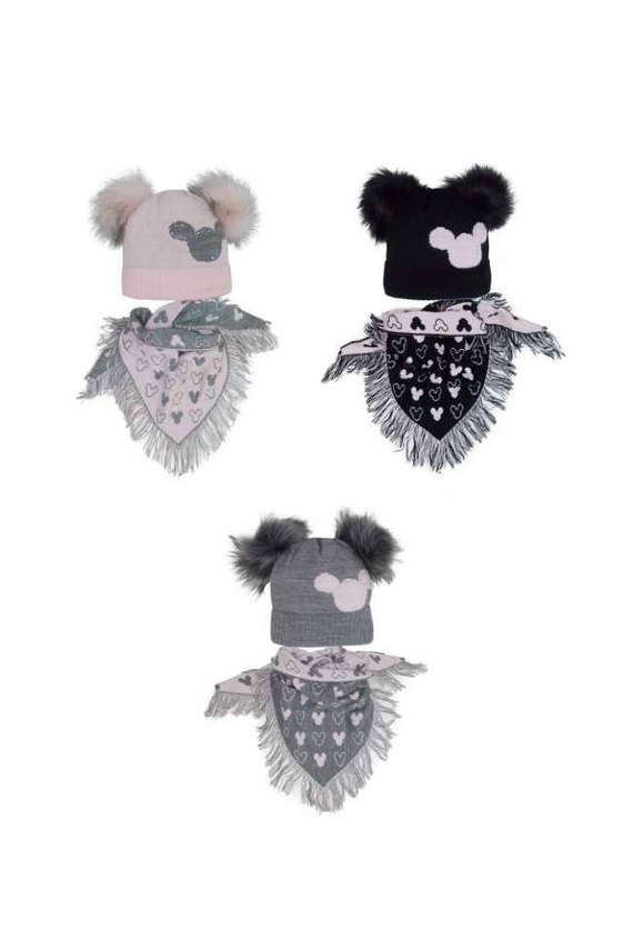 44-433 Zestaw dziewczęcy Czapka+ chustka AJS mix-kolor