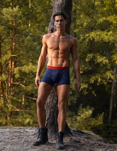 Bokserki męskie M-1053 SZG Lama czerwony granatowy