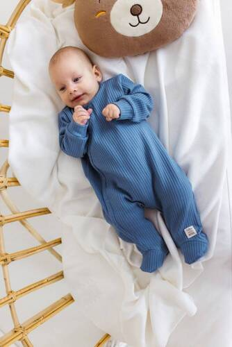 Pajacyk niemowlęcy "Natural Waffel" Makoma denim