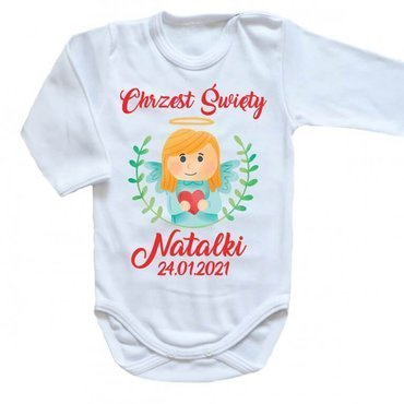 Body długi rękaw "Chrzest dla dziewczynki z imieniem" Moocha biały