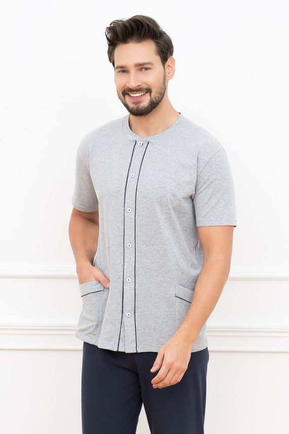 Piżama Męska krótki rękaw, długie spodnie Alcest Italian Fashion - granatowy