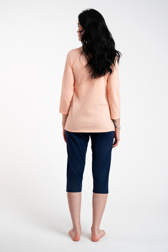 Piżama Damska 3/4 rękaw, 3/4 spodnie Arietta Italian Fashion - łosoś 