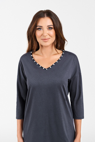 Piżama Damska 3/4 rękaw, długie spodnie Betty Italian Fashion - druk grafitowy/grafitowy