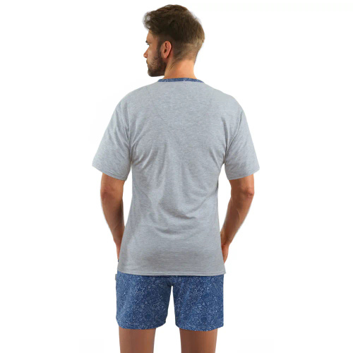 Bawełniana piżama męska, krótki rękaw i spodenki 2693/01 Sesto Senso - jasny melanż-jeans