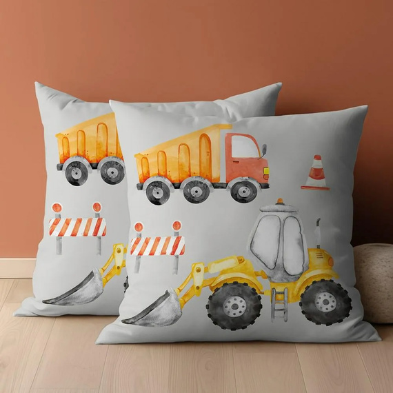 Poszewka bawełniana PSBA 08A Mayamoo 26 Koparka Wywrotka Detexpol szary pomarańczowy