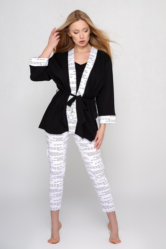 Sensis Szlafrok damski Antonella - czarny-biały