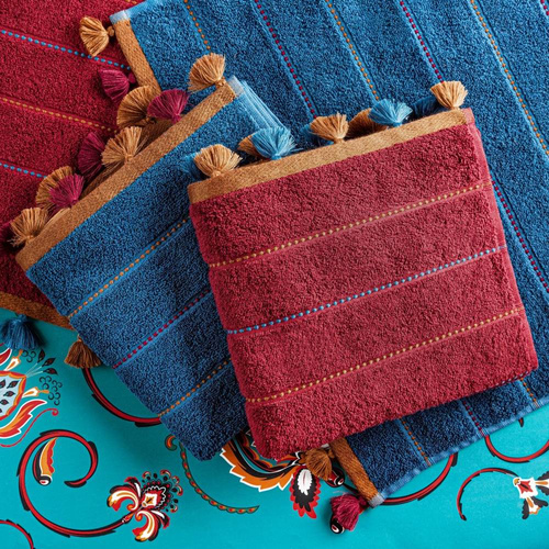 Ręcznik bawełniany z frędzlami Morocco Eurofirany bordowy