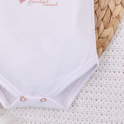 Body dla dziewczynki, krótki rękaw Kolorowe kwiatki Nini biały 