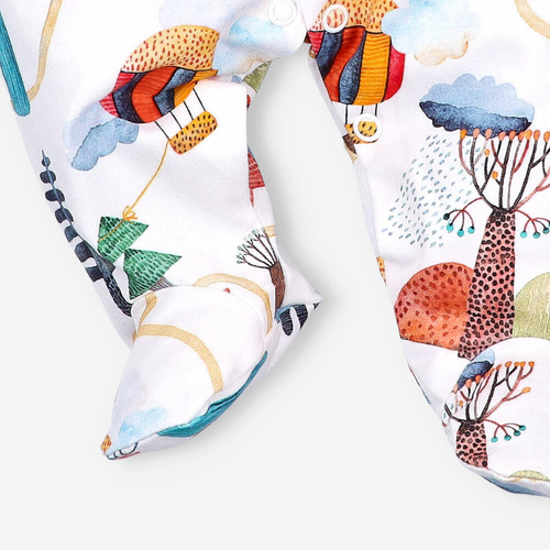 Pajacyk z bawełny organicznej Kolorowy Las Nini druk