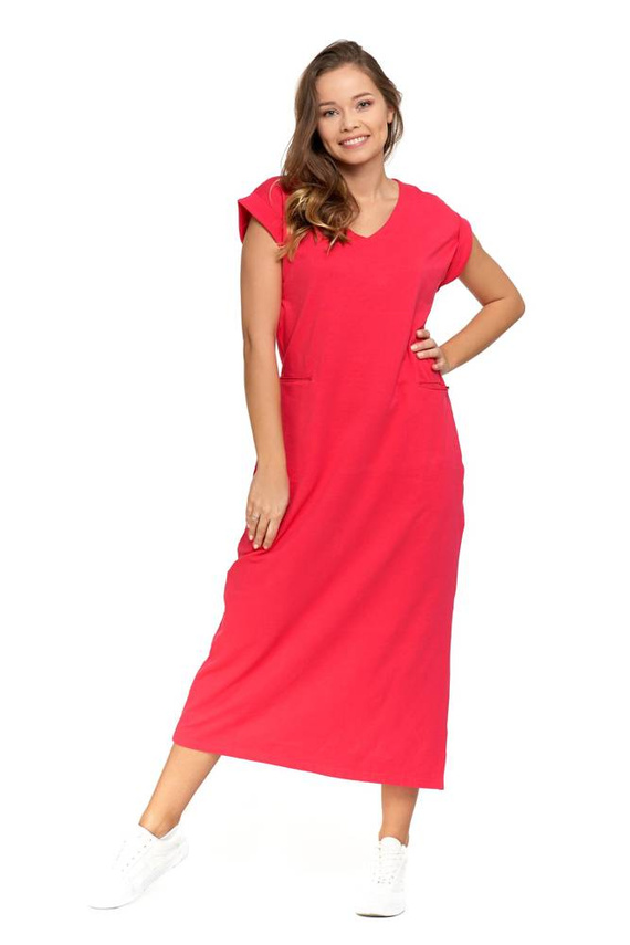 Sukienka damska z rozcięciem MDW4200-001 Moraj - malinowy