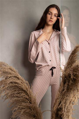 Piżama damska rozpinana Eveline Momenti Per Me powder pink