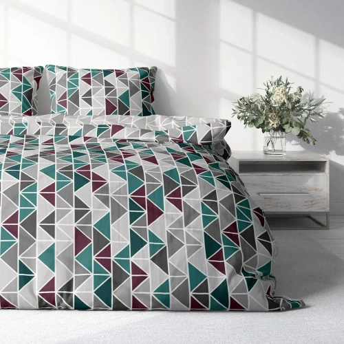 Pościel z mikrofibry Harmony 18 kwiaty geometria Faro miętowy 