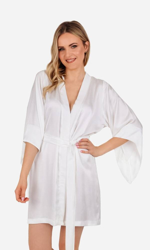 Szlafrok damski satynowy Ofelie ByShelly - ecru