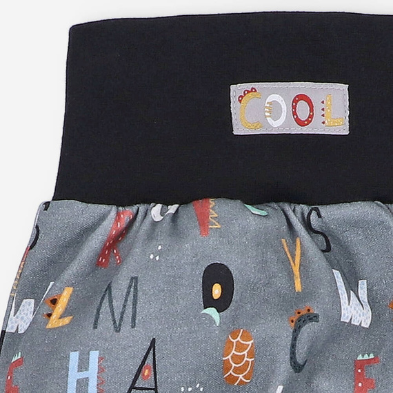 Półśpiochy z bawełny organicznej Alfabet Nini druk