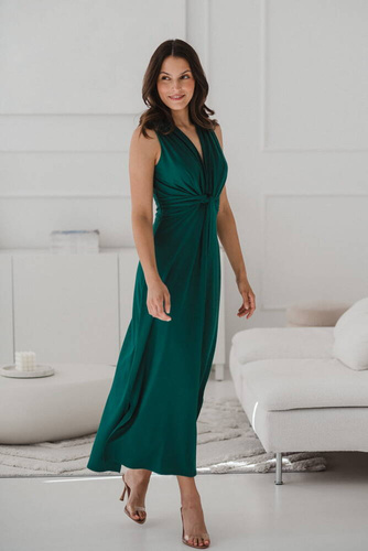 Sukienka ciążowa i do karmienia krótki rękaw Loop maxi Milk&Love butelkowa zieleń