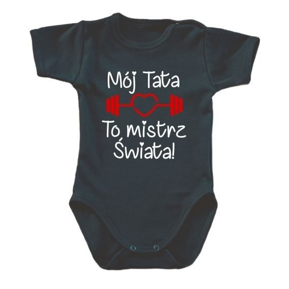 "Mój tata to mistrz świata" body krótki rękaw Moocha biały