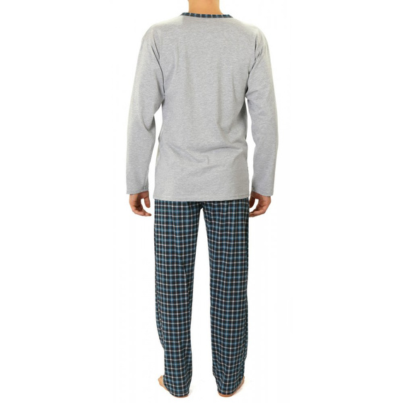 Bawełniana piżama męska z długim rękawem 04 Sesto Senso - turkusowy