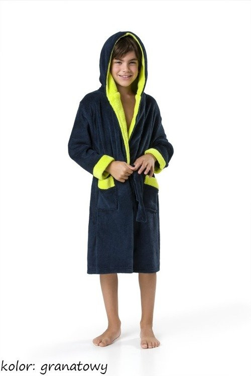 Szlafrok dziecięcy Kids Delfino - navy/lime